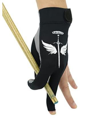 ANIMSWORD Breathable and Comfortable Billiard Pool Gloves Fits on Left Hand or Right Hand for Snooker Cue Sport Glove Large Black left hand