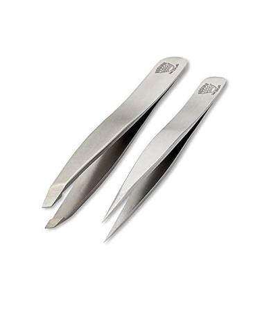 Regine Switzerland Slant Tweezer Professional Eyebrow Facial & Hair Remover Etched Interior Tip and Splinter Tweezer Precision Pointed Tweezer for Ingrown Hair Splinter and Glass Removal