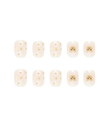 RikView Yellow Bear & Flower Short Fake Nails - Glossy Square Press on Nails for Women - Buy Online on SooperMarket.com