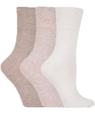 COSHAL 3 Pairs Womens Diabetic Socks wide Honey Comb top soft cuff Ankle Medium-Elastic Grip Soft Toe cosy feel for sensitive feet Legs Non-Binding Circulatory Socks SIZE (4-7) One Size Brown/White ( 3 Pairs ) - Buy Online on SooperMarket.com