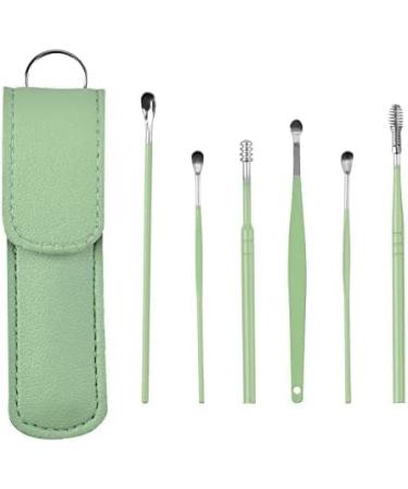 Ear Pick Earwax Removal Kit Ear Cleansing Tool Set 6-in-1 Ear Curette Ear Wax Remover Tool (Green)