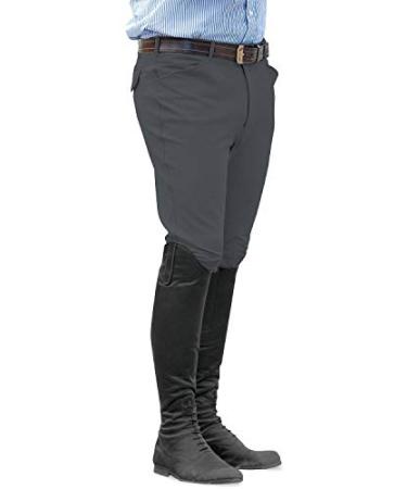 Ovation Men's Euroweave Knee Patch Breeches Charcoal Grey 34 R US