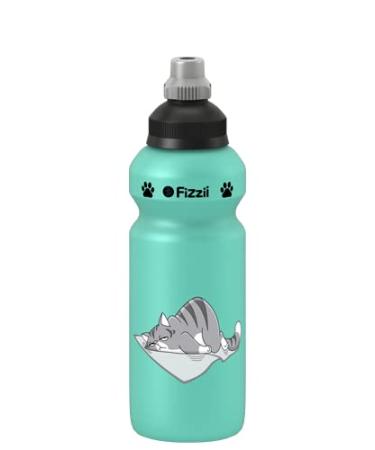 Fizzii children's and leisure drinking bottle 500 ml motif cat color mint (losing-off in carbonic acid pollutant-free dishwasher-safe)