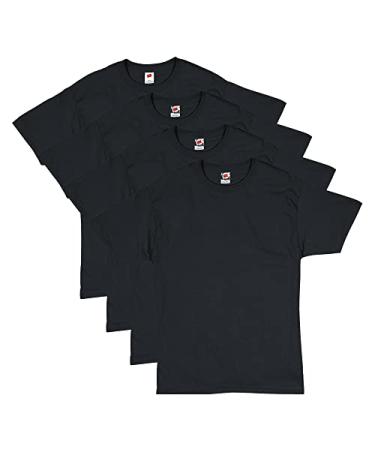 Hanes Essentials Men's T-Shirt Pack, Men's Short Sleeve Tees, Crewneck Cotton T-Shirts for Men, Value Pack 4 Black 4-pack Large