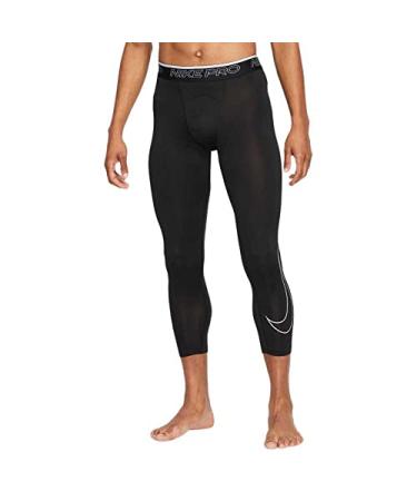Nike Men's Pro Dri-Fit 3/4 Length Training Tights Large Black/White