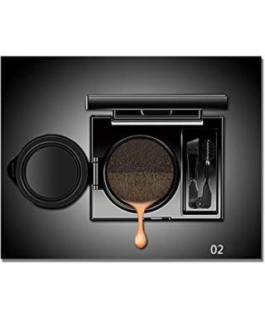 2 Colors Waterproof Air Cushion Eyebrow Cream Powder Eyebrow Makeup Eyebrow powder with duo 2 end eyebrow Brushes (Dark Brow Set)