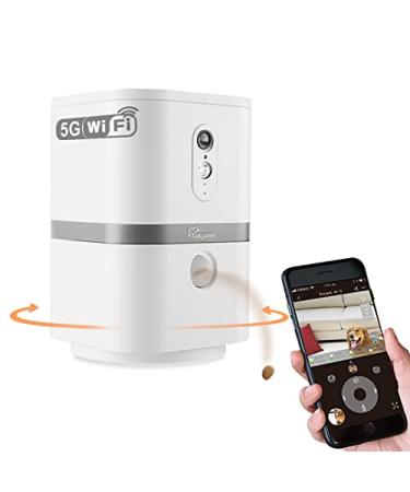 SKYMEE Petalk AI II Dog Camera Automatic Treat Dispenser 5G WiFi Full HD Pet Camera with 180 Pan Full-Room View Night Vision Two Way Audio for Dogs and Cats Compatible with Alexa (Support 5G WiFi)