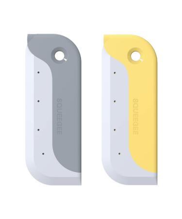 Amouy 2 Pack Small Squeegees,Mini Silicone Squeegee for Windows, Mirrors,Bathroom Glass Shower Mirrors,Kitchen Countertops and Sink, Oil Plate ,Grey,Yellow.