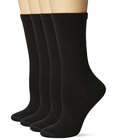 Dr. Scholl's Women's Guaranteed Comfort Diabetic and Circulatory crew 4 Pack Socks ,Black, 4-10