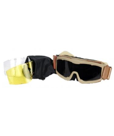 Lancer Tactical CA-223T Vented Safety Airsoft Goggles w/ Interchangeable Multi Lens Kit (Desert Tan), Includes Smoked, Clear, & Yellow Lens