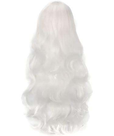 YEESHEDO 32 Long Wavy Curly Hair Cosplay Wig with Bangs - White | Heat Resistant Synthetic Wig for Women & Girls | Party Costume Anime Halloween - Buy Online on SooperMarket.com