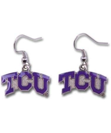 NCAA TCU Horned Frogs "TCU" Script Logo Dangler Earrings