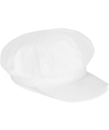 Women's White Newsboy Cabbie Baker Boy Hat | Pageboy Visor Cap | Sailor Fiddler Beret | Adjustable One Size - Buy Online on SooperMarket.com