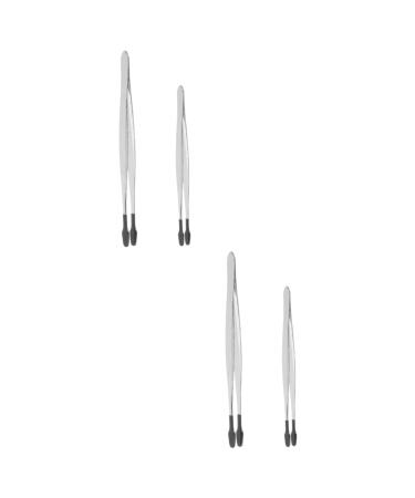 Magiclulu 4 pieces Stamp Clip Brow Tool Tool for jewelry manufacture Jewelry tongs stamp collector tweezers pincer pink flatter head aid clip Handicrafts Martensitic stainless steel 15.20x1.00cmx2PCs such as shown