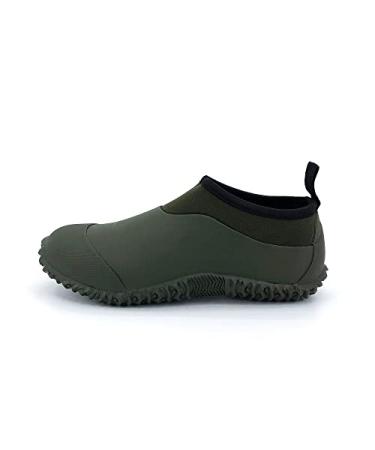SYLPHID Men's Garden Shoes Women's Rain Shoe Waterproof Neoprene Camp Booties for Camping, Lawn Care, Gardening and Yard Work 10 Women/9 Men Dark Green