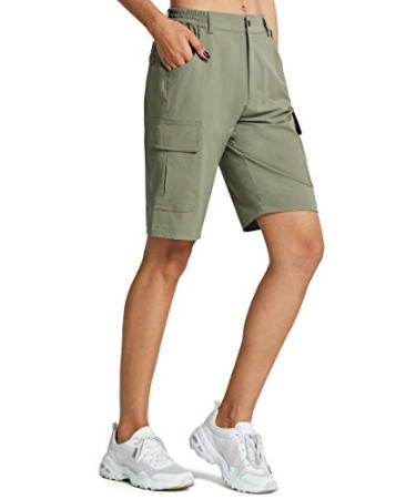 MASKERT Women's Quick Dry Hiking Shorts Lightweight Cargo Shorts Water Resistant Summer Outdoor Travel Camping X-Large Silver Sage