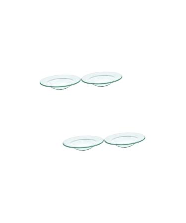 Warmhm round serving tablet 4 pieces of glass bowl oil replacement heating plate Wax heating plates Runde Tablet Cancer Tablet Bling accessories Glass-wax melting inserts Wax storage plates Transparent color x 2 pieces 12x12cmx2pcs