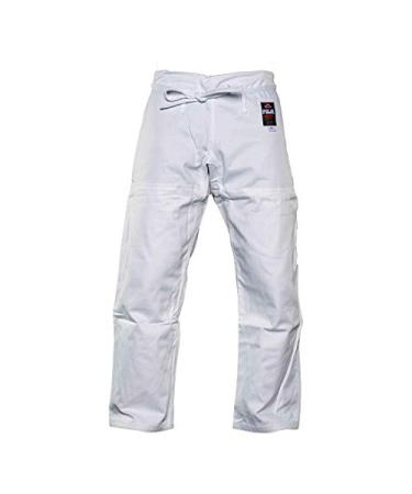 FUJI BJJ Gi Pants, Cotton Jiu-Jitsu Pants with Flat Drawstrings , White, 4