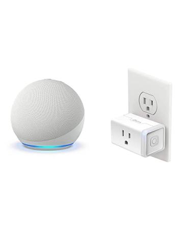 Echo Dot (5th Gen) | Glacier White with Kasa Smart Plug Mini Glacier White w/ $2.99 Smart Plug