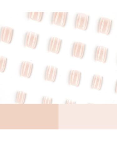 Mouyouglow Press On Nails Short Square Pink Nude Gradient Full Cover Artificial Nails with Glue | Angular Baby Boomer Acrylic Fingernails for Women & Girls - Buy Online on SooperMarket.com