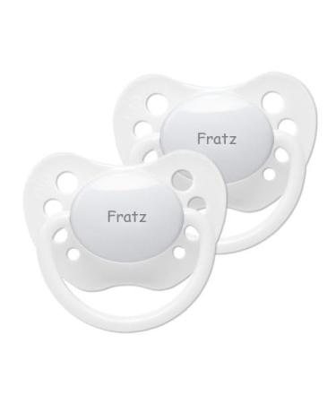 Name pacifier - NIP pacifier with name - silicone size 1 - white - set of 2