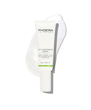 Phoera Face Moisturizer Cream Hydrates Nourishes Softens Skin Silky Finish For All Skin Types Use in the Monring or at Night Shea Butter Hyaluronic Acid Easy to absorb Non-Greasy Finish