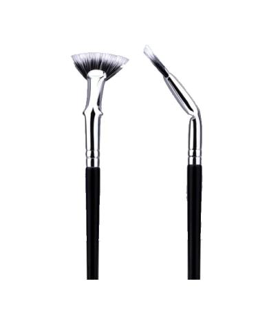 Black Eyelash Brush Fan Bent Lash Fan Brush Eyelash Brush Professional Makeup Brush - Duet Fibre Bent Lash Fan Eyelash Brush Make Up Tool Face Brushes Fan Brushes 1 Pc
