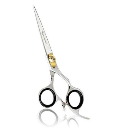 RUVANTI Professional Hair Cutting Scissors - Barber Hair Scissor 6.5" Japanese Super Cobalt Stainless Steel Hair Shear - Hairdresser/Barber Shears for Kids Men Women with Golden Adjustment Screw Silver Gold Scissor