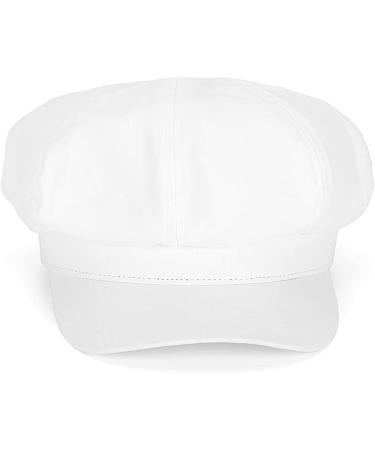 Women's White Newsboy Cabbie Baker Boy Hat | Pageboy Visor Cap | Sailor Fiddler Beret | Adjustable One Size - Buy Online on SooperMarket.com