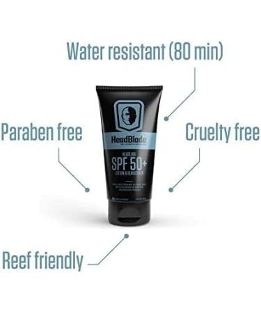 HeadBlade HeadLube SPF 50 Men's Lotion and Sunscreen - Anti-Aging Formula for Face, Body & Scalp | Water Resistant 80 Minutes | 5 fl oz - Buy Online on SooperMarket.com