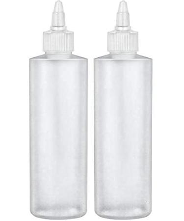 BRIGHTFROM Twist Top Applicator Bottles, Squeeze 8 OZ Empty Plastic Bottles, Refillable, Open/Close Nozzle - Hair Coloring/Multi Purpose (Pack of 2)