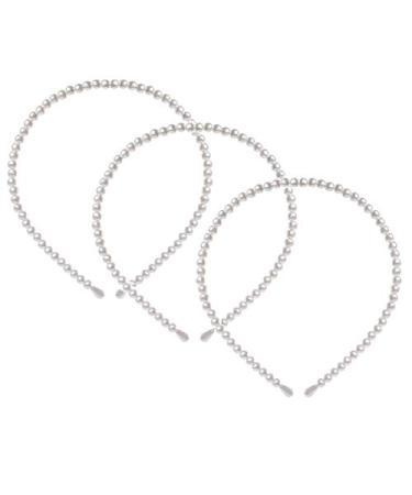 KDDOM 3 Pcs Fashion Pearl Headbands White Faux Pearl Rhinestones Hairbands Bridal Hair Hoop Wedding Hair Accessories Pearl Headbands for Women Girls