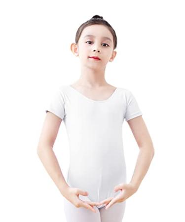 Daydance Spandex Vest Girls Leotards for Ballet, Dance, Gymnastics, Swim with Full Lining White-lining 6-7 Years