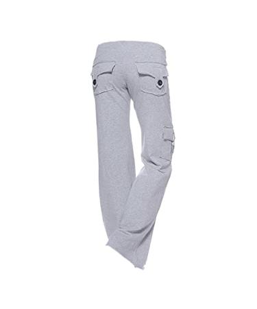 Feancey Women's Tactical Active Cargo Pants Low Rise Casual Multi-Pockets Pants Wide Leg Stretch Relax Fit Workout Trousers 4X-Large 04-gray