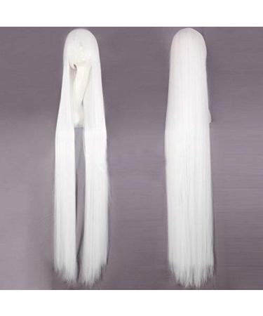 GJBXP 150cm Straight Super Long Anime Cosplay Wig with Bangs Synthetic Hair Black Blue Purple Red Orange White Wigs for Women Rose Net White