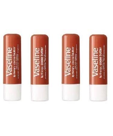 Vaseline Lip Therapy Stick Cocoa Butter Variety Pack | Petroleum Jelly Vaseline Lip Balm | 4.8g each (4 Pack) Cream White