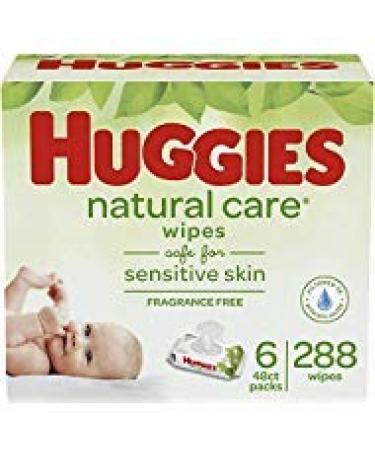 Huggies Natural Care Sensitive Baby Wipes, Unscented, 6 Flip-Top Packs, 48 Count (Pack of 6)
