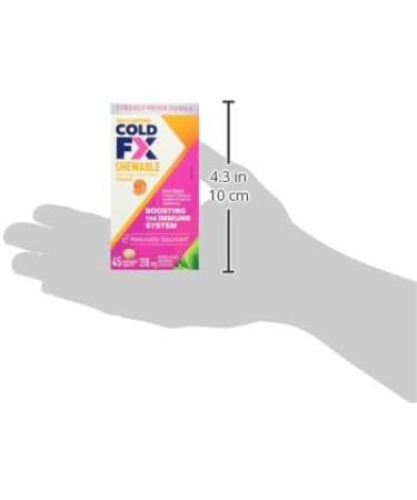 COLD-FX Orange Chewables Ginseng Extract Reduce Chance Cold and Flu Support Immune System - 45 Tablets Orange 45 count (Pack of 1) - Buy Online on SooperMarket.com