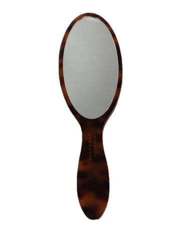 CARAVAN DIAMOND Hand Made Handle Mirror Tortoise Shell Color 7.9" Of Celluloid Acetate Material