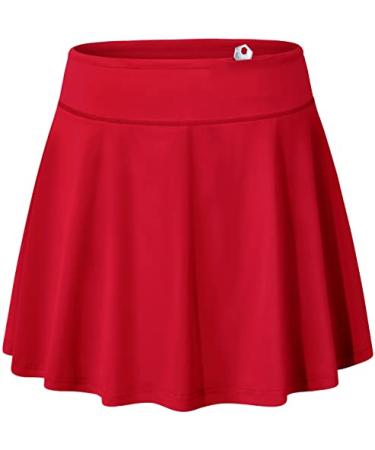 Blevonh Women's Tennis Skort Active Pleated Skirts with Pocket for Running Golf Red Large