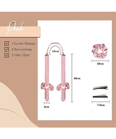 Upgrade Your Heatless Curls with DIY Curling Rod Headband - Soft Silk Ribbon Rollers for Long Medium Hair - Pink - Buy Online on SooperMarket.com