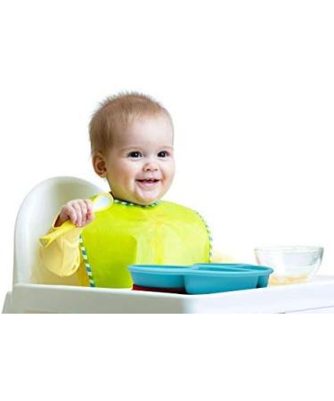 Silicone Divided Toddler Plates - Non-Slip Suction Plates for Kids | BPA Free FDA Approved Baby Dinner Plate with Spoon Fork | Portable & Easy to Clean | New Car Blue/Red - Buy Online on SooperMarket.com