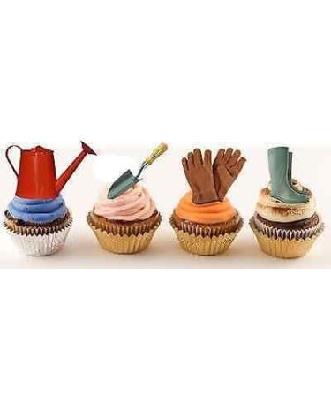 GARDENING TOOLS MIX 20X STAND UP Edible Cake Toppers D1 GARDENERS BIRTHDAY