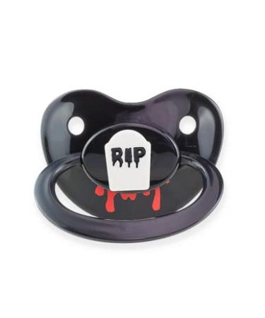 Pacifier Addict - Fixx - Functional JUMBO Adult XXL Silicone Pacifier - Halloween Size 10 (Black) Bloody Tombstone