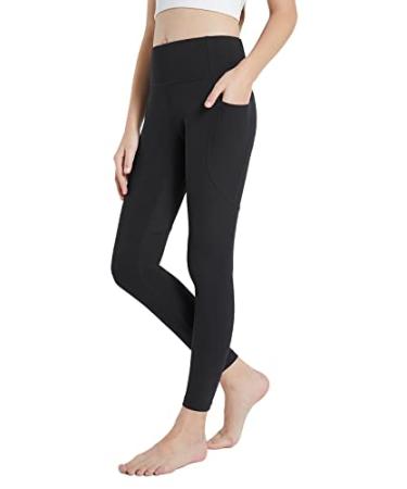 BALEAF Youth Girls' Athletic Dance Leggings Kids Yoga Pants Compression Running Workout Tights with Side Pockets Black Small Slim