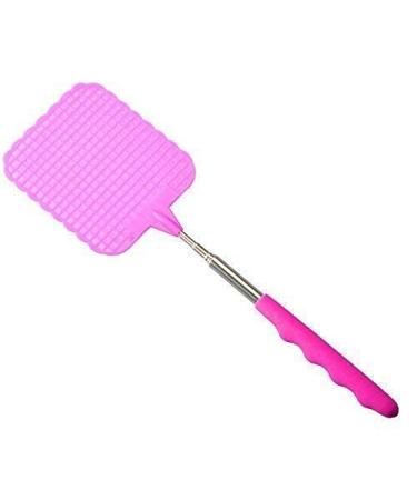 DRULINE Telescopic Fly Swatter Extendable Fly Swatter Fly Catcher (Pink) Pink