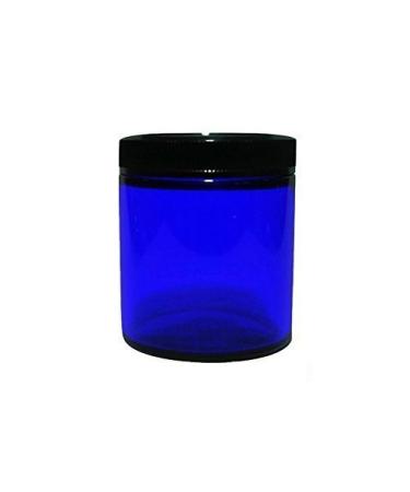 Perfume Studio Straight Sided 4oz Cobalt Blue Glass Jar with Black BPA Free Ribbed Black Cap for Cosmetics Solutions