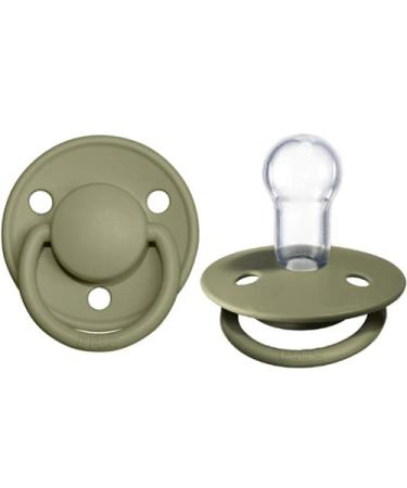 BIBS Pacifiers - De Lux Collection | BPA-Free Baby Pacifier | Made in Denmark | Set of 2 Olive Color Premium Soothers | Size One Size