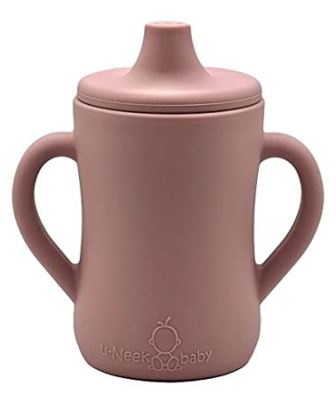 U-Neek baby Silicone Sippy Cup for Baby 6+ Months | Two Non Slip Handle Learner Cup for Toddlers | Transitional Training Cup for Baby Led Weaning and Independent Drinking 6.7oz | Baby Gift (Mauve)