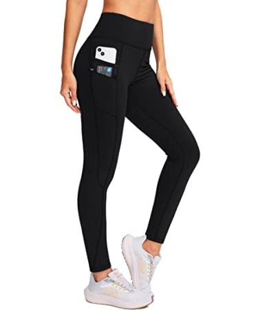 G Gradual Women's Fleece Lined Winter Leggings with Pockets Water Resistant High Waisted Thermal Warm Pants Running Hiking Black Medium